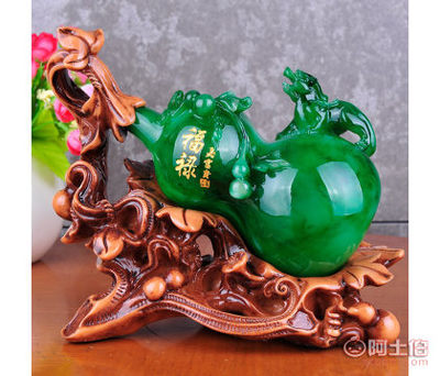 楚汉翠玉葫芦中式摆件 承载古韵的招财创意礼品